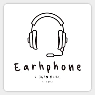 Earhphone Icon Vintage Simple Line Art Sticker